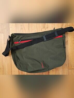 Hugo Boss Olive Messenger Bag with Red Zip